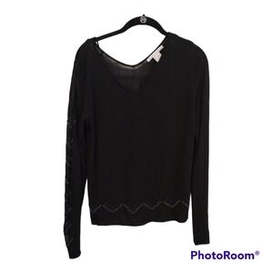 Peter Nygard black wool blend beaded long‎ sleeve